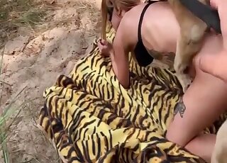 Zoo sex adventures of tattooed vixen and her horny pet dog