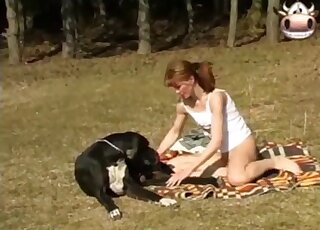 Solo amateur moans pushing the limits of her wet cunt in raw zoophilia