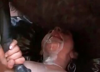 Zoophilia obsessed bitch sucks a horse’s dong gets mouth creampied