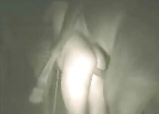 White horse prepares to fuck a tubby zoophile dude with a big ass